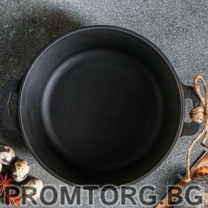 Чавунна каструля глибока 2л 20*9 см із скляною кришкою