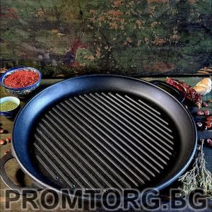 Uzbek cast iron wok grill 8 l 34*15.2 cm + cast iron lid-frying pan (2 in 1) 