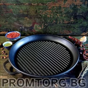 Uzbek cast iron wok grill 12 l 40*17.4 cm + cast iron lid-frying pan (2 in 1)
