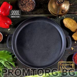Uzbek cast iron wok 18 l 40*20.3 cm + cast iron lid-frying pan (2 in 1)